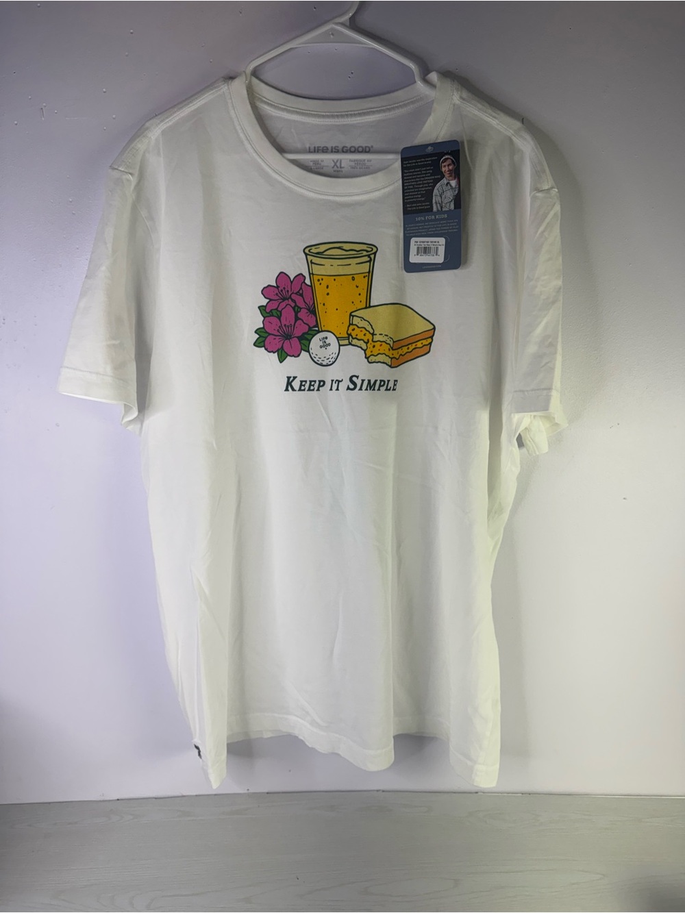 Life is Good Mens XL Crusher Tee White graphic t-shirt Keep It Simple
